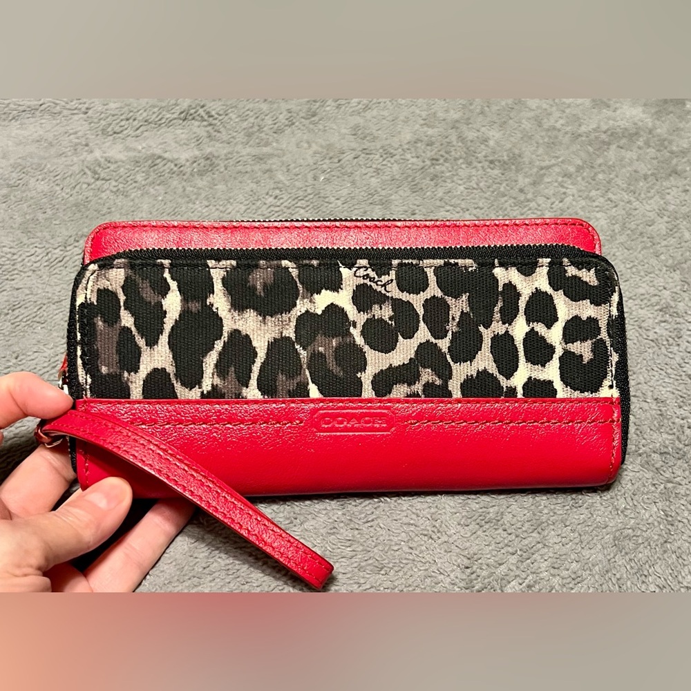 Coach Red & Black Ocelot Wallet